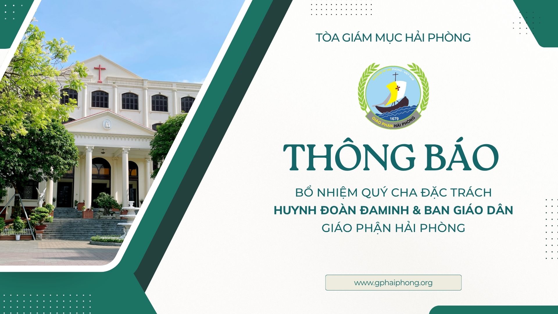 Toà Giám mục Thông báo: Bổ nhiệm quý cha đặc trách Huynh Đoàn Đaminh và Ban Giáo dân Giáo phận Hải Phòng